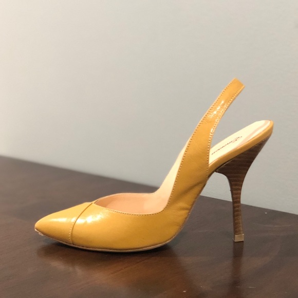 mustard slingback heels